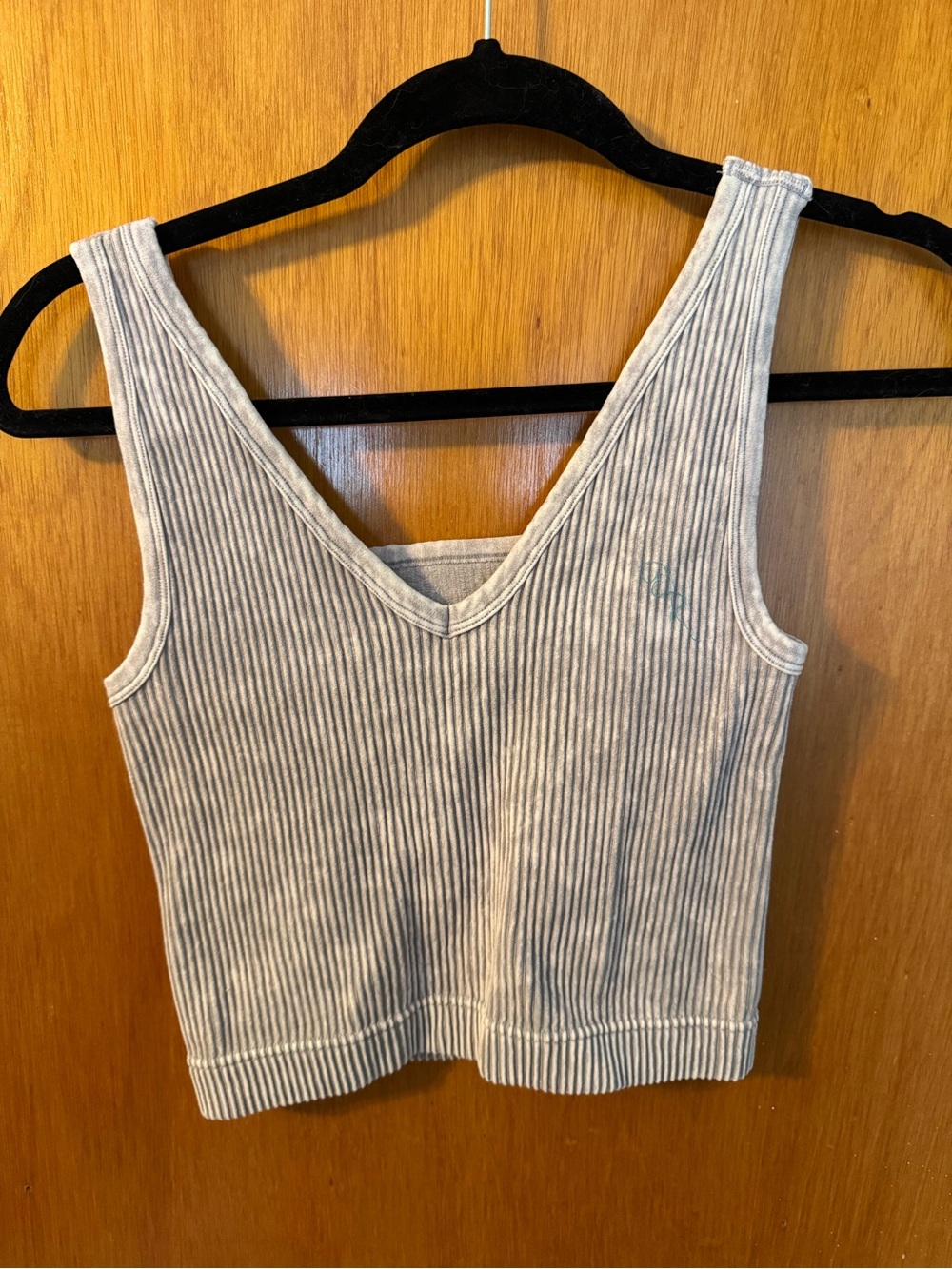 Ribbed V-Neck Camisole Tank Top in Light Gray